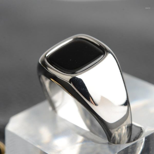 

simple men's ring punk rock smooth 316l stainless steel signet for men hip hop party jewelry wholesale male wedding anel1, Golden;silver