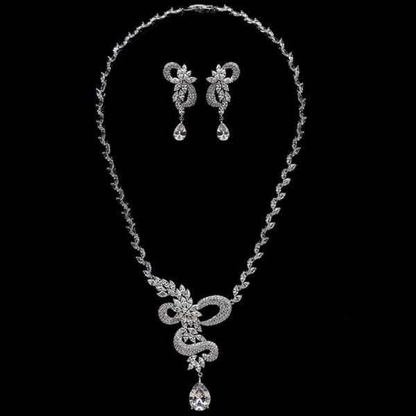 

earrings & necklace bridal jewelry set snake, Silver