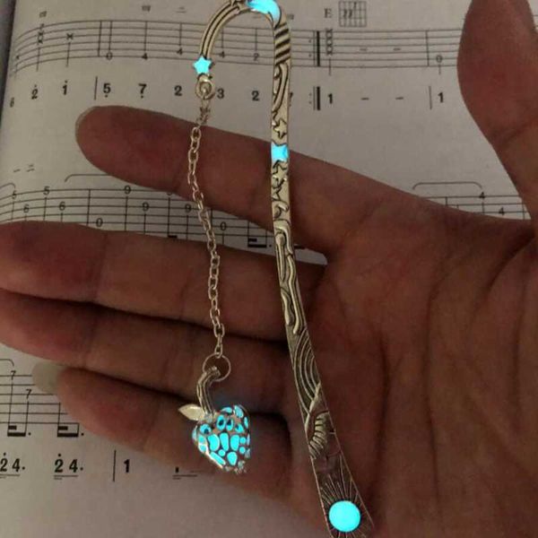

bookmark luminous apple personalized bookmarks ancient silver alloy fluorescent jewelry diy scrapbook book mark page folder stationery