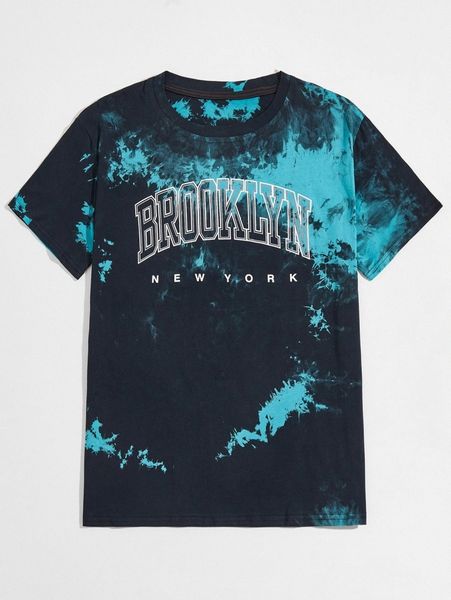 

romwe guys letter tie dye tee t6qp#, White;black