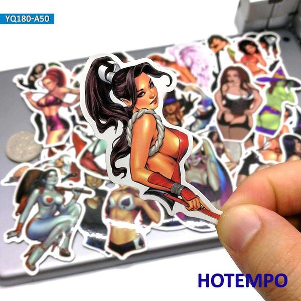 50 Stück Sexy Girls Angel Woede Devil Woman Beauty Lady Telefoon Laptop Skateboard Auto Sticker Pack für Gepäck Gitarre Helm Aufkleber Auto