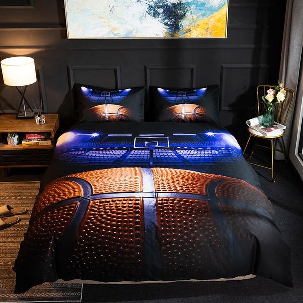 Conjuntos de cama AGGcual Ball Imprimir Set Duvet Cobertura com Pillowcase King Size Size Basquetebol Esportes Double Single Home Têxteis