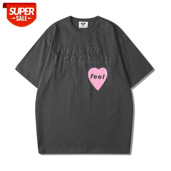 

kanye west love pattern letter foam oversize casual tshirts mens short sleeve loose cotton summer tees couple hip hop t shirt #lh3f, White;black