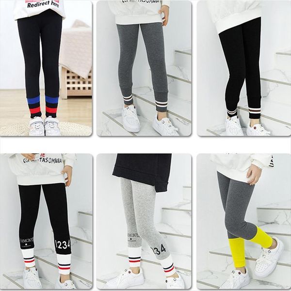 

girl leggings skinny elastic waist sports pants stripe stretchy trousers for kids children clothes spring fall winter 3 12y, Blue