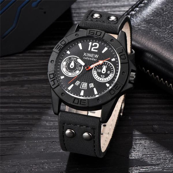 

wristwatches fashion vintage classic men's waterproof date leather strap sport quartz army watch wristwatch clock gift retro design 20, Slivery;brown