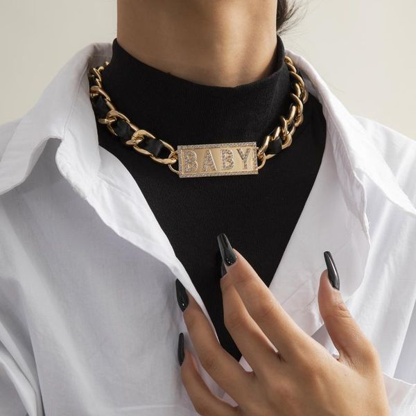 

pendant necklaces totabc trendy vintage charm round baby leather jewelry gift gothic women punk, Silver