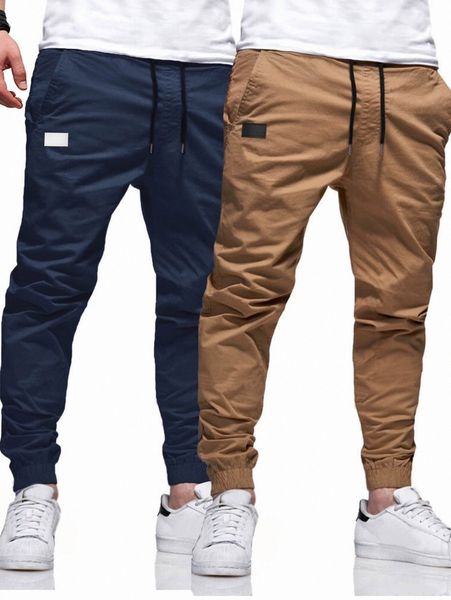

men 2pcs drawstring pocket pants w7tj#, Black