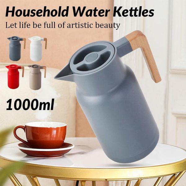 

water bottles 1l household kettle insulated pot with handle glass liner vacuum flask for office coffee travel thermal warmer