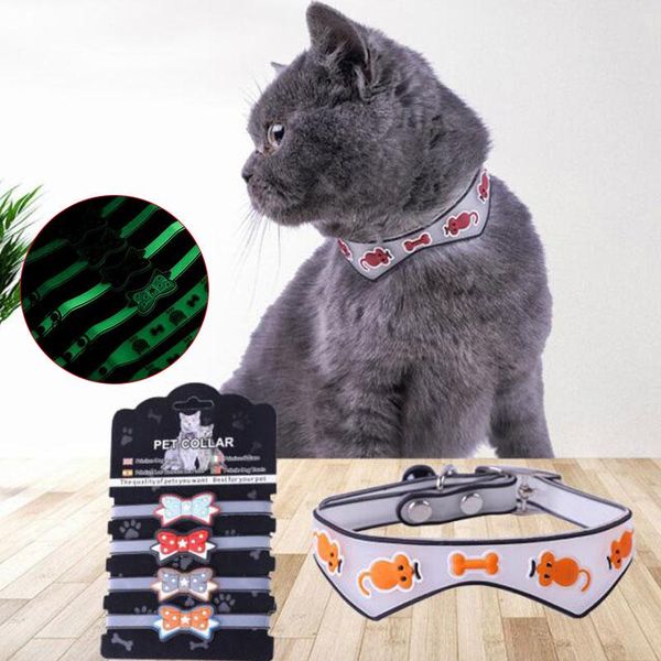 

cat collars & leads pet glowing with bells fluorescent silicone dog collar puppy luminous neck ring night walk anti-lost accessories