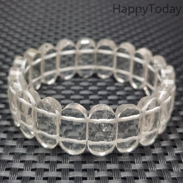 

natural rock crystal quartz bracelets geometry long beaded stone wrap bracelet elastic bangle, Black