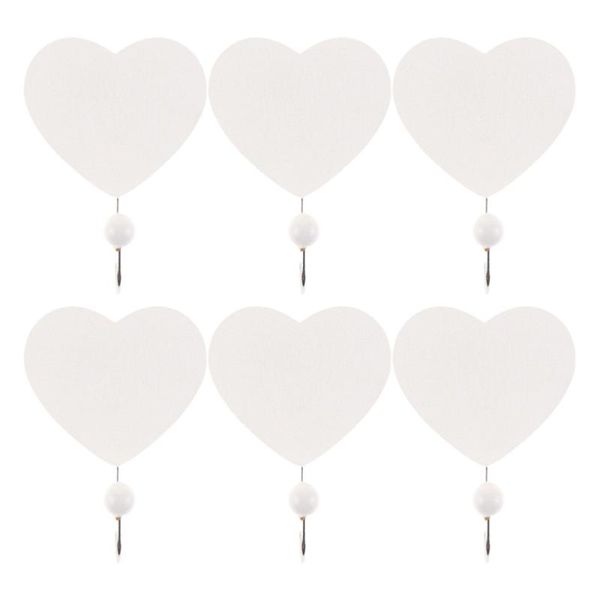 

hooks & rails 6pcs multi-functional home hole punch hook wooden heart shape hanging