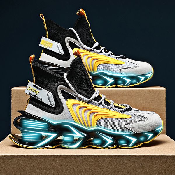 

2021 new men casual sports shoes mid-cut fashion running shoes breathable comfortable trendy men boots black white