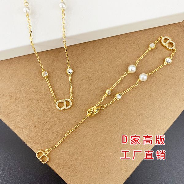 

special offer 70% off family new necklace advanced letter pearl women's dijia net red jewelry bracelet z12c, Golden;silver