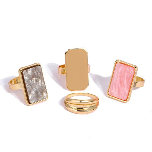

wedding rings loredana economy hfashionable ol ring 4p/set of gold large gloss resin plate set combination creative handmade fine jewelry, Slivery;golden