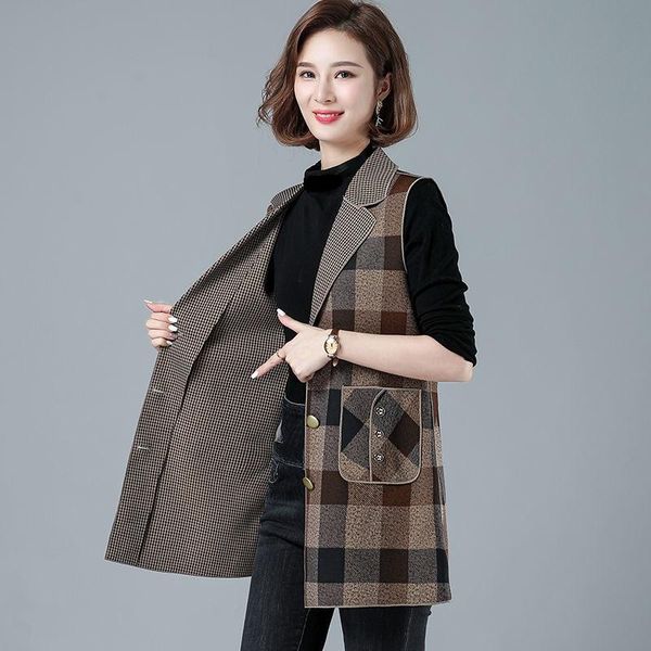 

women's vests waistcoats vest spring and autumn wear fashion jackets ladies waistcoats, mid-length coat female clothing, Black;white