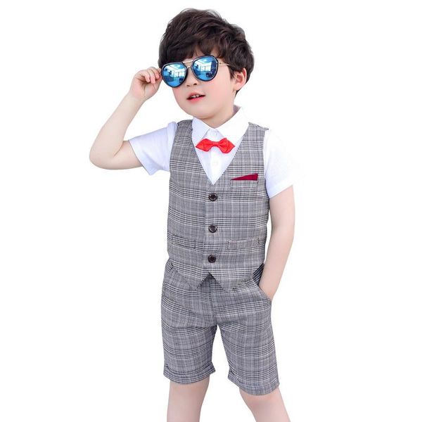 

suits dollplus boy formal fashion plaid children's costume for blazer 2021 summer suit infantil menino 3-10t, Black