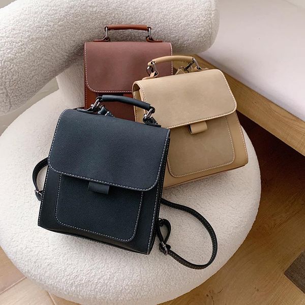

outdoor bags mini backpack women pu leather shoulder bag for teenage girls kids multi-function small bagpack female ladies school
