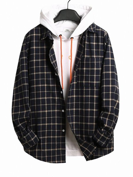 

men tartan print shirt without hoodie 155f#, White;black