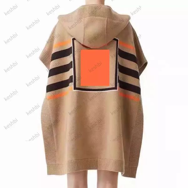 

2022 fashion women cape poncho jacket coat luxury designer autumn winter warm cloak outwear, Black