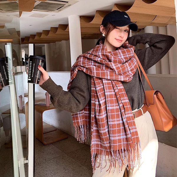 

scarves ultra long women shawls pashmina warm plaid mujer bufanda soft artificial cashmere mantilla autumn spring winter cape, Blue;gray