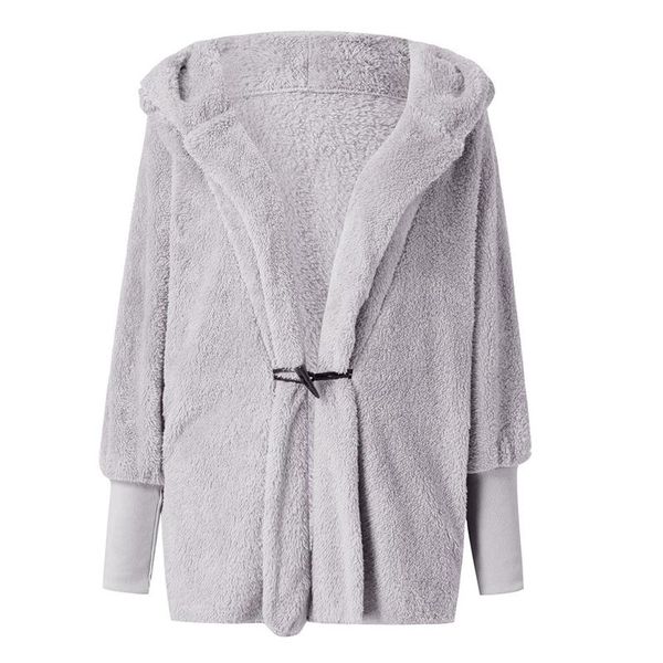 

women's jackets fleece cardigan jacket coat women 2021 autumn winter warm plush blocking hooded loose pullover long sleeve medium lengt, Black;brown