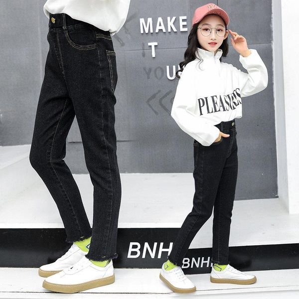 

jeans for girl of 12 years black color kids autumn spring 4 5 7 9 11 13 14 teenage clothes, Blue