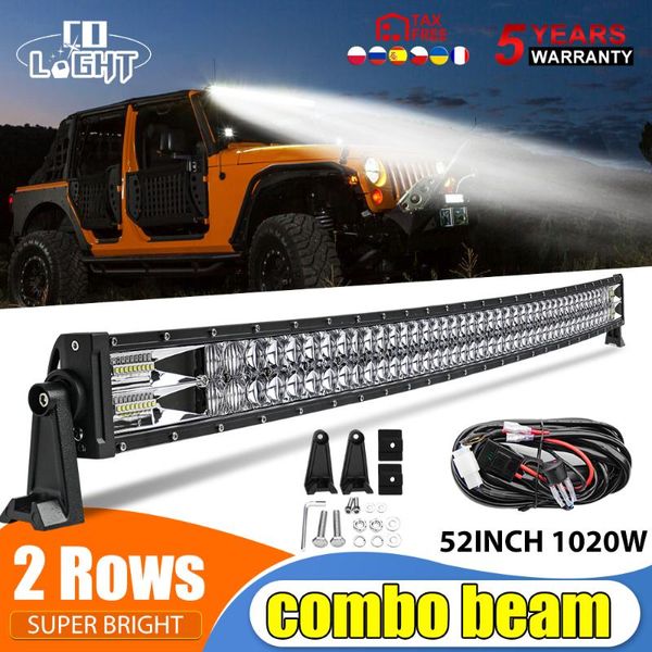 

working light co 22 32 42 52 inch curved led bar combo 420w 620w 820w 1020w dual row driving offroad car truck 4x4 suv atv 12v 24v