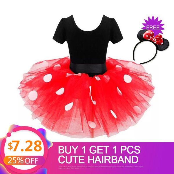 

girl's dresses fancy mouse dress for girls short sleeve halloween cosplay costume kids birthday party polka dots mesh tutu, Red;yellow