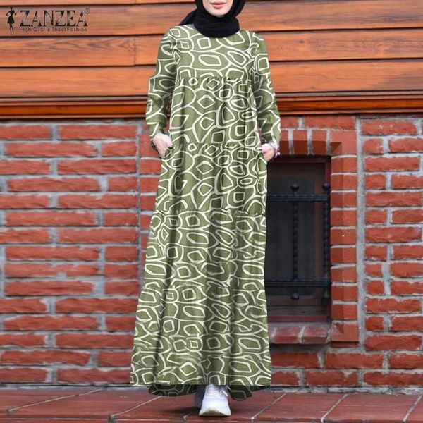 

ethnic clothing autumn women marocain turkish dress retro muslim abaya kaftan long sleeve robe vintage printed maxi sundress, Red