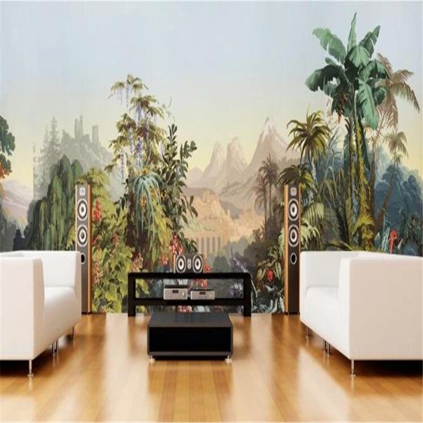 

wallpapers milofi custom 3d european american pastoral retro nostalgic rainforest high-end mural background wall