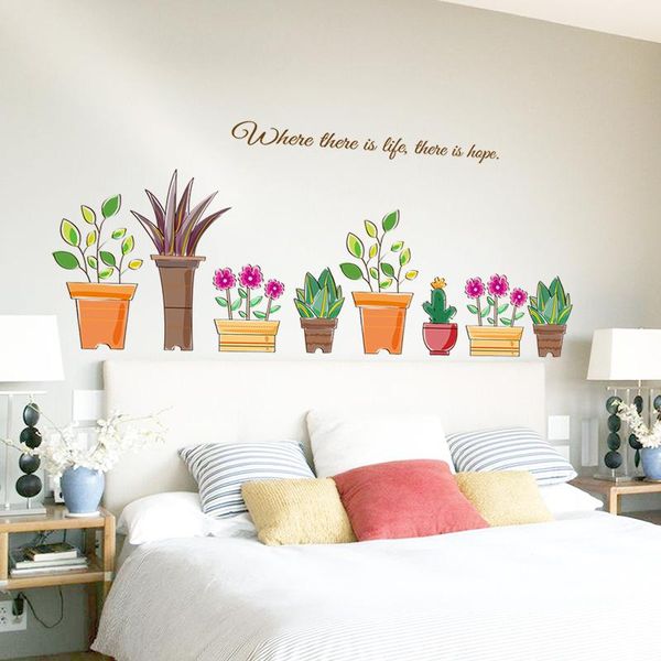

wall stickers cartoon plant home decor pvc for bedroom decoration decals