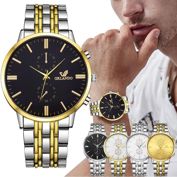 

wristwatches business men wrist watch gold stainless steel strap simple ultra-thin dial mens quartz relogio masculino reloj hombre gift, Slivery;brown
