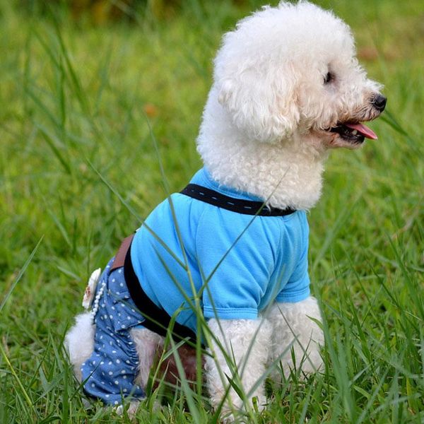 

fashion style rompers blue clothes for dog pet clothing puppy girl dress cute skirt boy jumpsuits coat jacket bib pants apparel