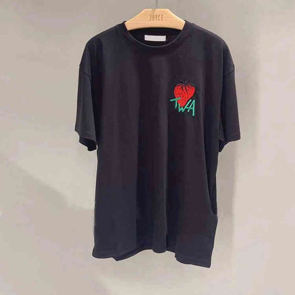 

women's t-shirt xiaozhongchao brand summer loose strawberry letter embroidered white short sleeve t-shirt female couple round neck wlkv