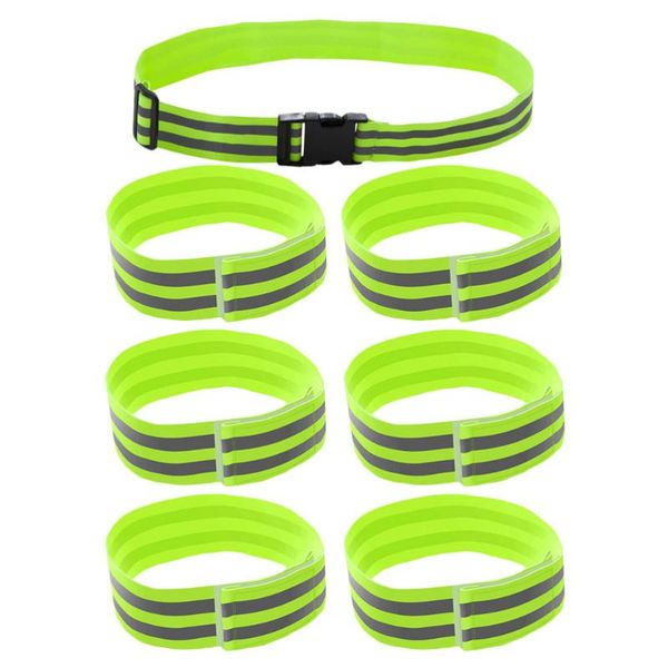 

elbow & knee pads 7pcs durable lightweight practicable reflective wrist band belt for night runnin riding, Black;gray