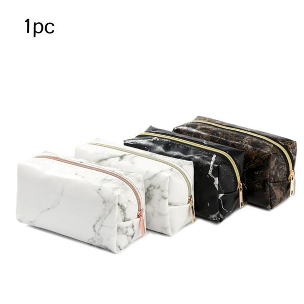

women 4-color marbled pu large capacity cosmetic storage bag portable clutch toiletry package travel makeup bags & cases