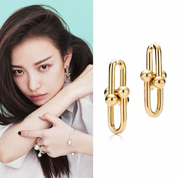 

dangle & chandelier luxurious personality and exquisite fashion style, pure copper gold-plated real gold u-shaped women's earrings, Silver