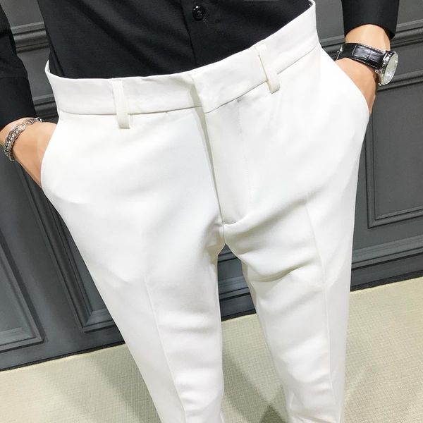 

men's pants 2021 spring and autumn korean slim narrow-footed cropped fashion trend handsome casual, Black