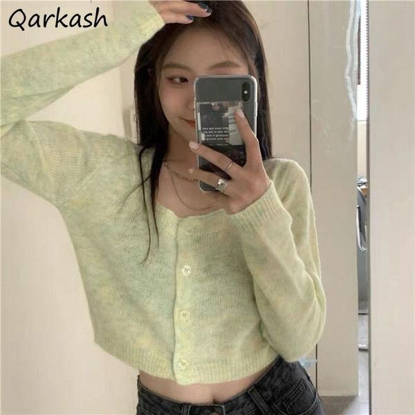 

women's knits & tees cardigan women spring cropped single breasted cozy sweet tender leisure college lady all-match fashion simple, White