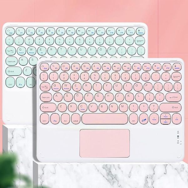 

keyboard mouse combos wireless with touchpad round bluetooth compatible retro keys for android tabl h5b8