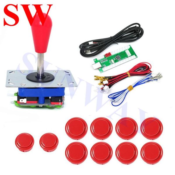 

game controllers & joysticks zippy joystick diy arcade kits for pc with red ball+ 30mm sanwa push buttons+led usb controll board