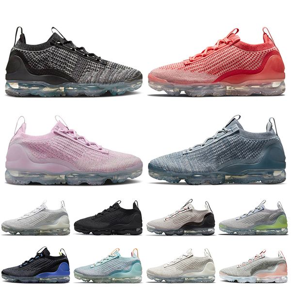 

wholesale 2021 women mens running shoes light arctic pink fly knit fk max vapurmax oatmeal triple black obsidian racer blue sneakers tn plus