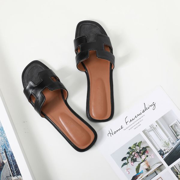 

official website 70% off outlet casual sandals shoes for women famous designer brand slippers fashion flat ladies flip flops luxury slides s, Black