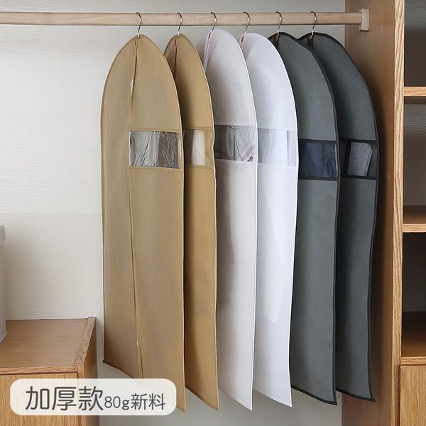 

design clothes dust cover long bag with zipper big coat garment suit hanging wardrobe storage bags protector boxes & bins