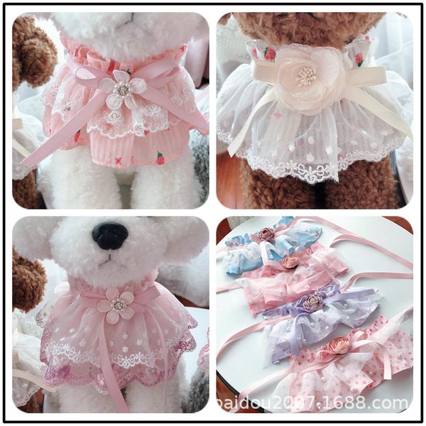 

spring and summer flower lace bib pet teddy yorkshire dog clothing fold