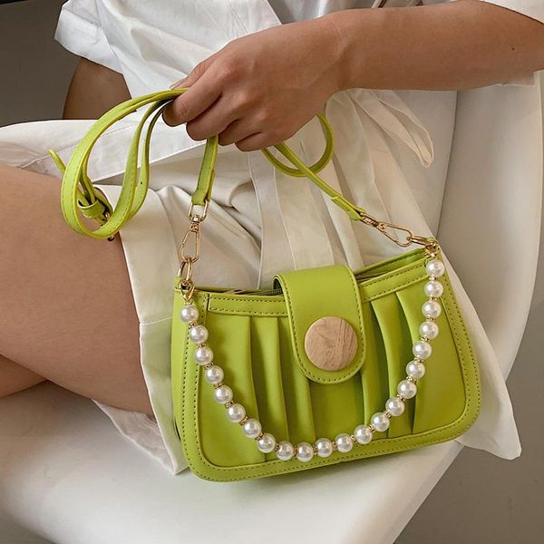 

evening bags designer women pearl chain shoulder female party purse and handbags baguette pu leather crossbody bag bolsas axillary