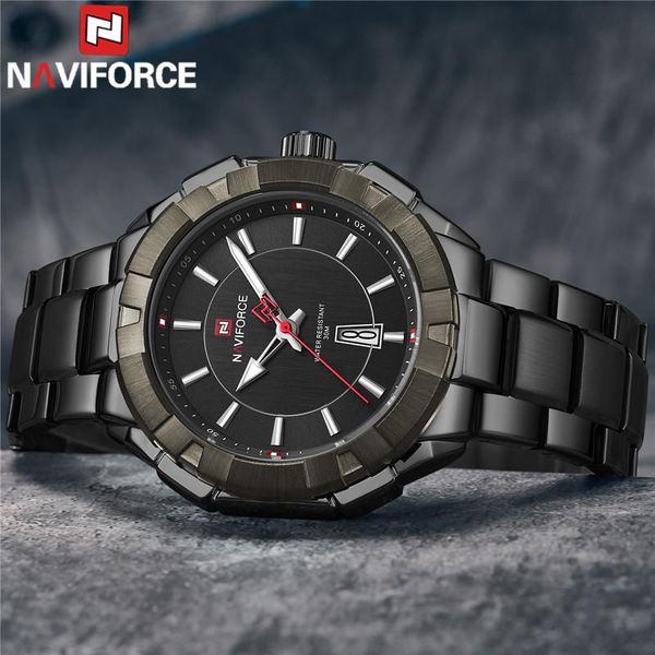 

wristwatches naviforce men watch sport waterproof black man wristwatch military army stainless steel quartz male clock 9176, Slivery;brown
