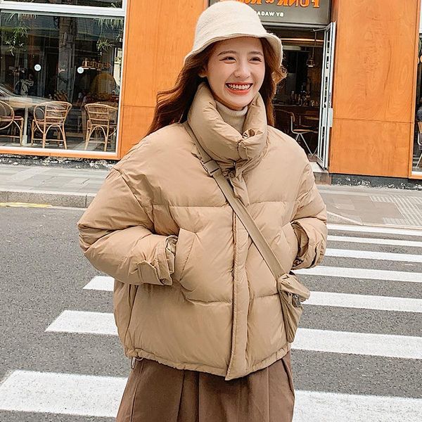 

women's down & parkas [ewq] korea cotton clothes women 2021 winter fashion short bag stand collar loose thickened bread parka coat fema, Black