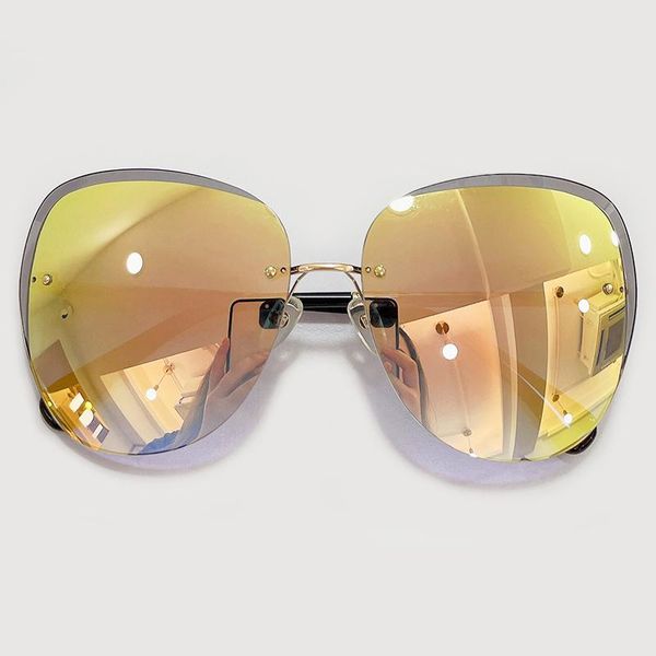 

sunglasses fashion rimless women men metal curved eyeglasses sun glasses female uv400, White;black