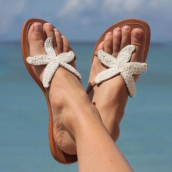 

slippers shujin starfish crystal flip flops women leisure flat beach sandals clip toe non-slip shoes claquette femme, Black